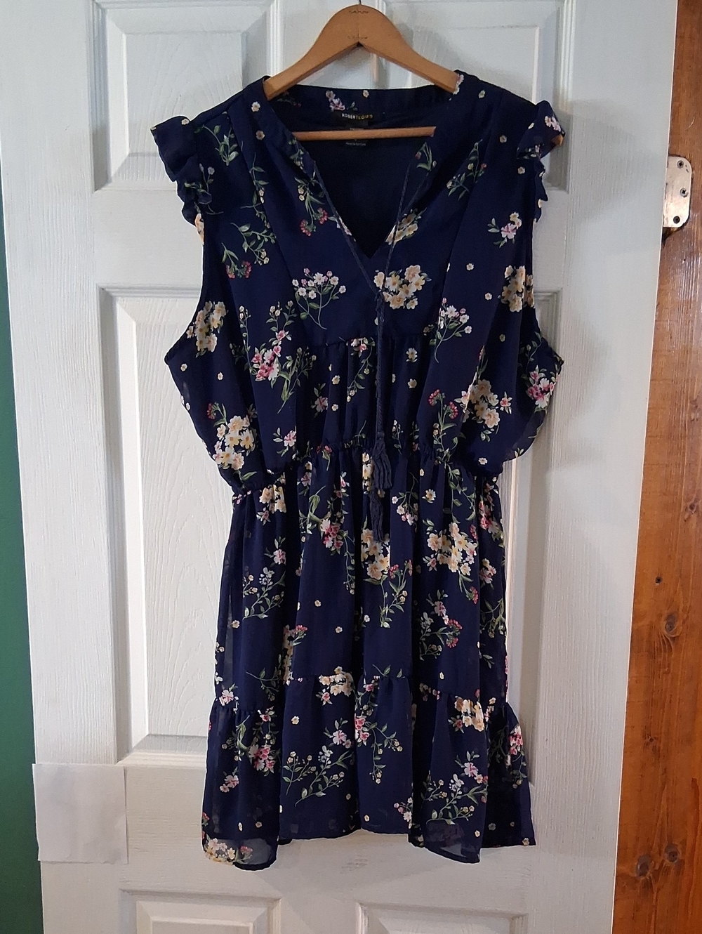 Robert Louis Navy Floral Ruffle Sleeve Dress